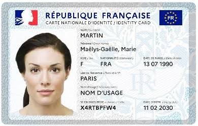 Exemple de carte nationale d'identité française, spécimen